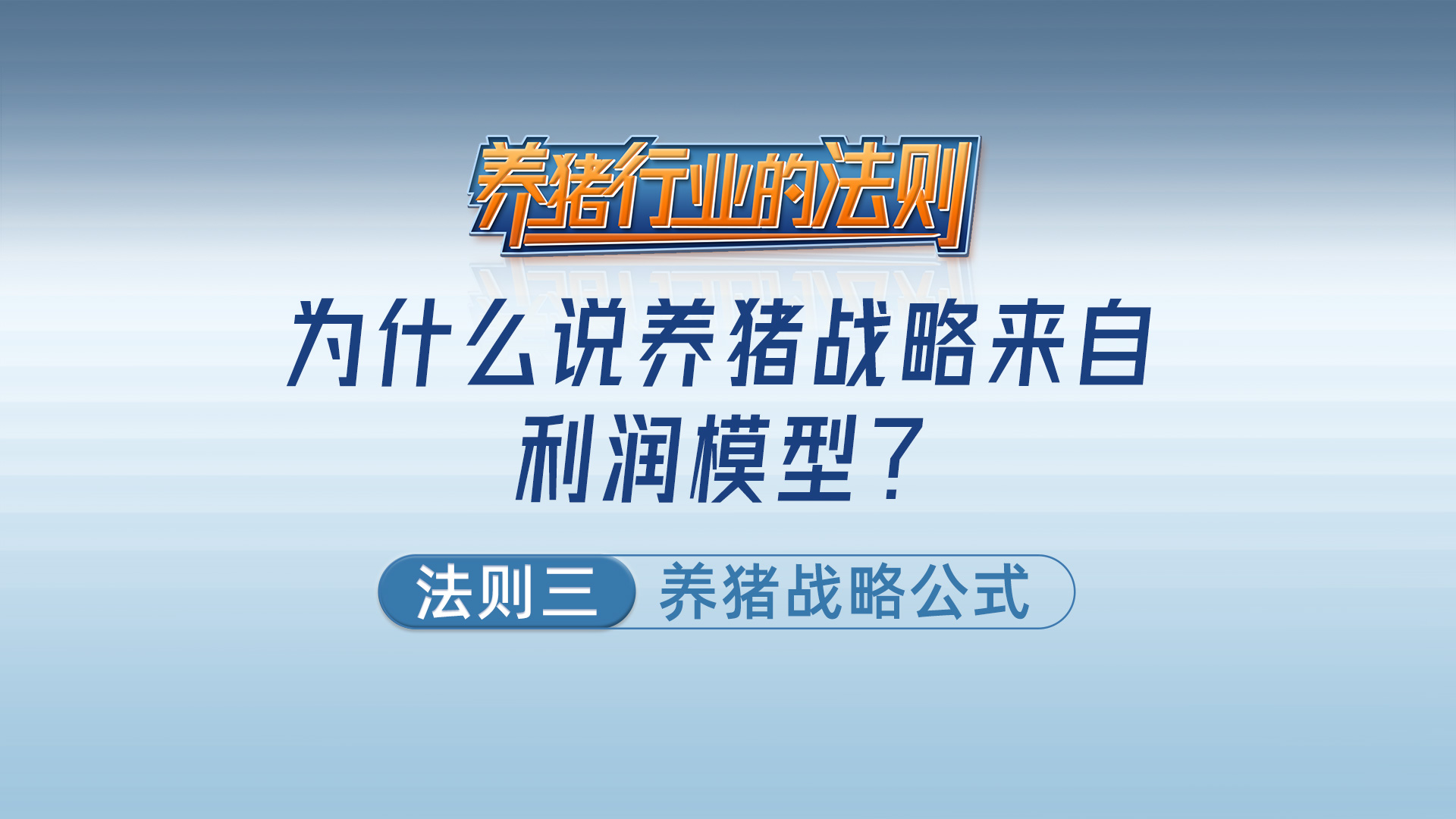 法则三：养猪战略公式——为什么说养猪战略来自利润模型？