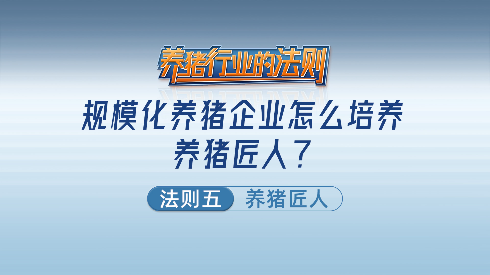 法则五：养猪匠人——规模化养猪企业怎么培养养猪匠人？